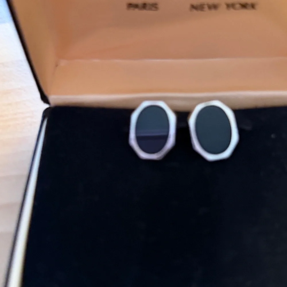 Pierre Cardin Cuff Links  Black Silver